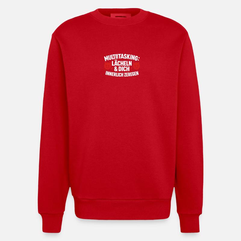 Multitasking Internally disassembling smiles - Heavyweight Oversized Organic Crew Neck Made in EU - red