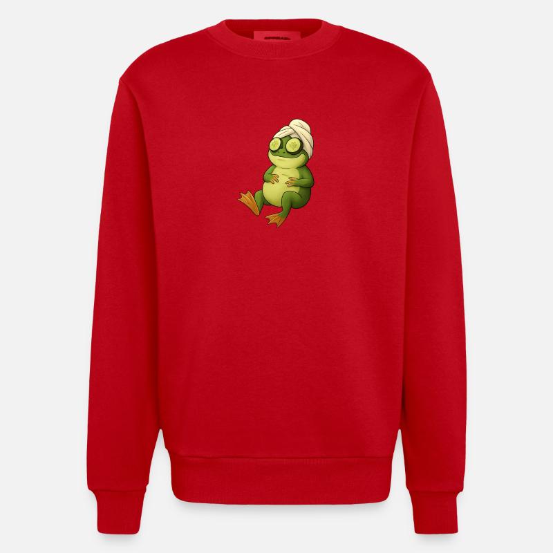 Masque concombre grenouille dans le spa - Sweat bio épais oversize fabriqué en UE - rouge
