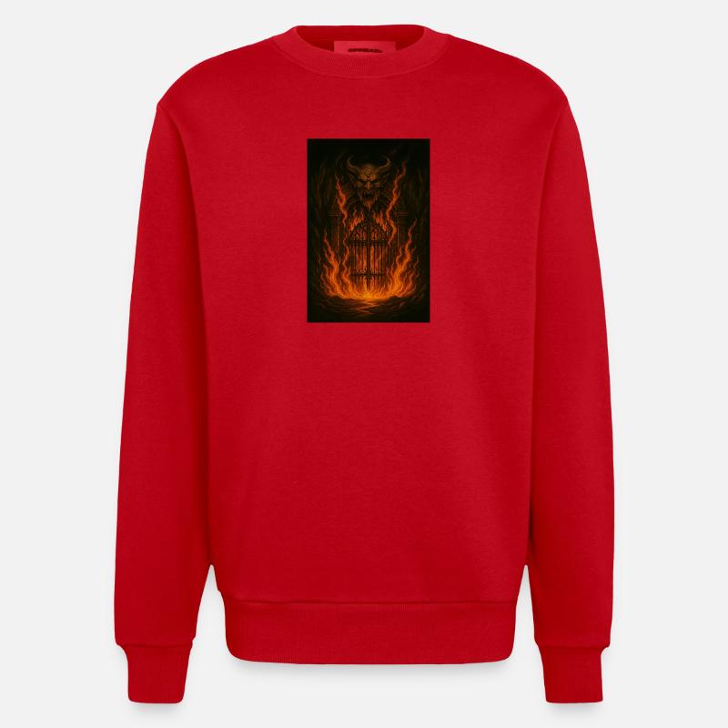 Feuerpforte Dämonengestalt - Heavyweight Oversized Organic Crew Neck Made in EU - Rot