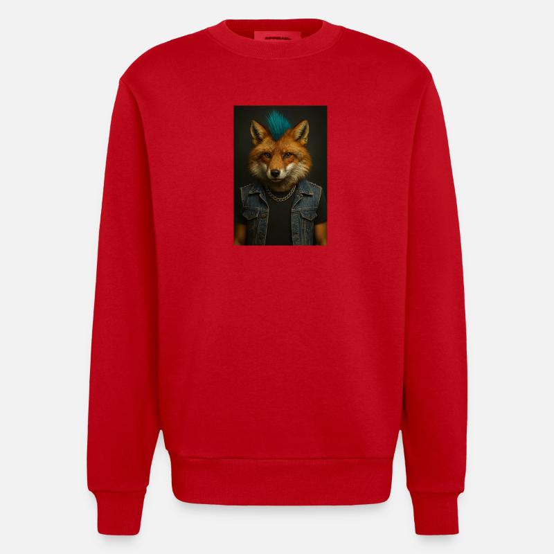Punkfuchs Denim-Weste - Heavyweight Oversized Organic Crew Neck Made in EU - Rot