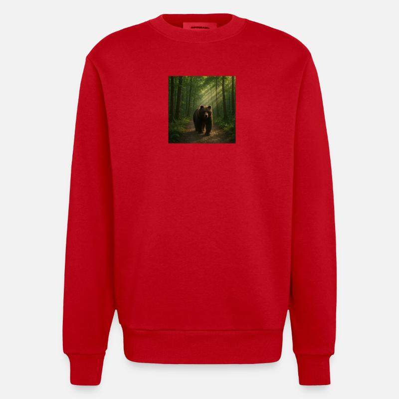 Sonnenstrahlen Bär im Wald - Heavyweight Oversized Organic Crew Neck Made in EU - Rot
