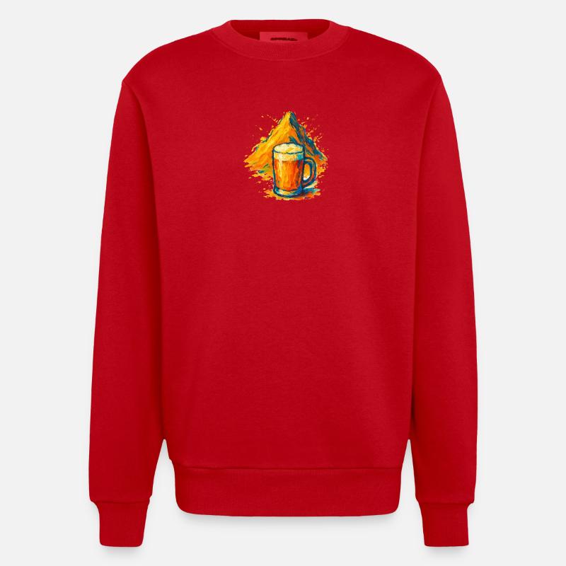 Gipfelbier Farbexplosion - Heavyweight Oversized Organic Crew Neck Made in EU - Rot