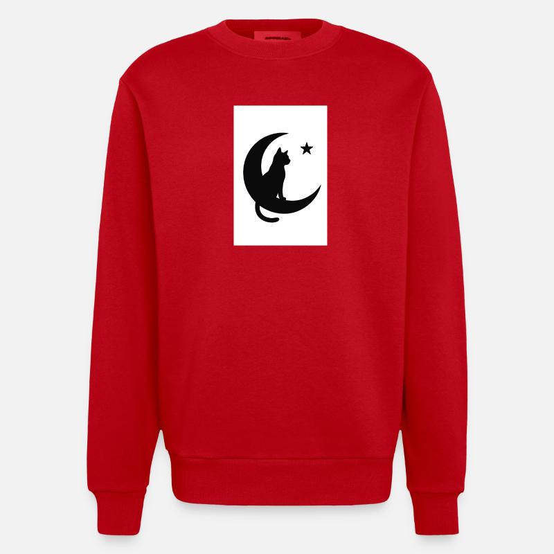 Moon cat on moon shadow - Heavyweight Oversized Organic Crew Neck Made in EU - red