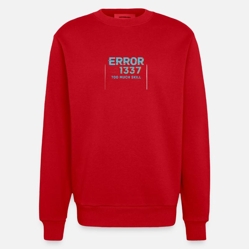 Error1337 Too Much Skill - Heavyweight Oversized Organic Crew Neck Made in EU - red