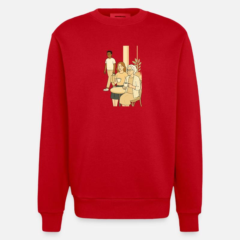 Générations de l’heure du café - Sweat bio épais oversize fabriqué en UE - rouge