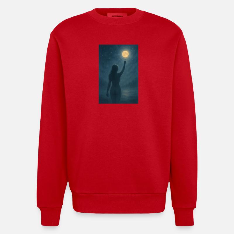 Touche de lune dans Night Dream - Sweat bio épais oversize fabriqué en UE - rouge