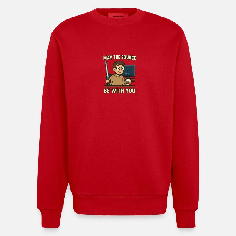 May The Source Be With You - Heavyweight Oversized Organic Crew Neck Made in EU - red