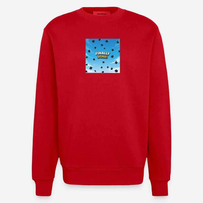 Finally done, final celebration - Heavyweight Oversized Organic Crew Neck Made in EU - red