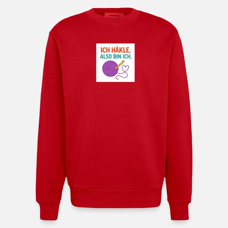 Je crochete, donc je suis - Sweat bio épais oversize fabriqué en UE - rouge