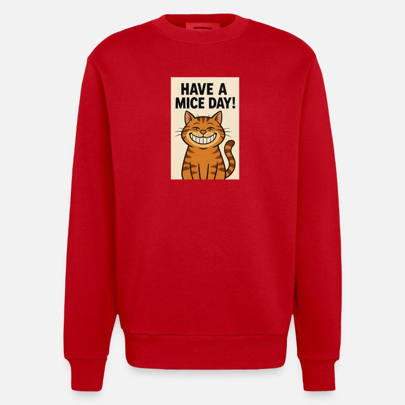 Have a Mice Day Katzenlachen - Sweat bio épais oversize fabriqué en UE - rouge