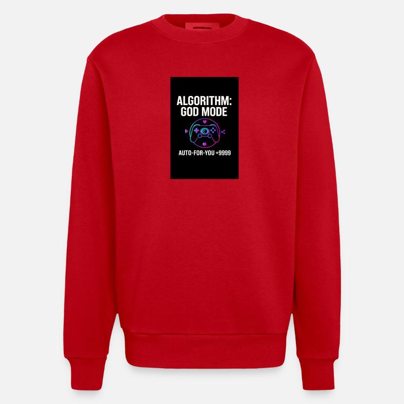 Algorithm God Mode - Heavyweight Oversized Organic Crew Neck Made in EU - red