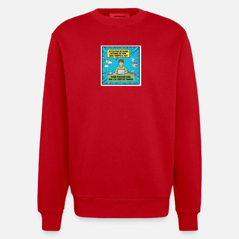 Procrastination and overwork BD - Heavyweight Oversized Organic Crew Neck Made in EU - red