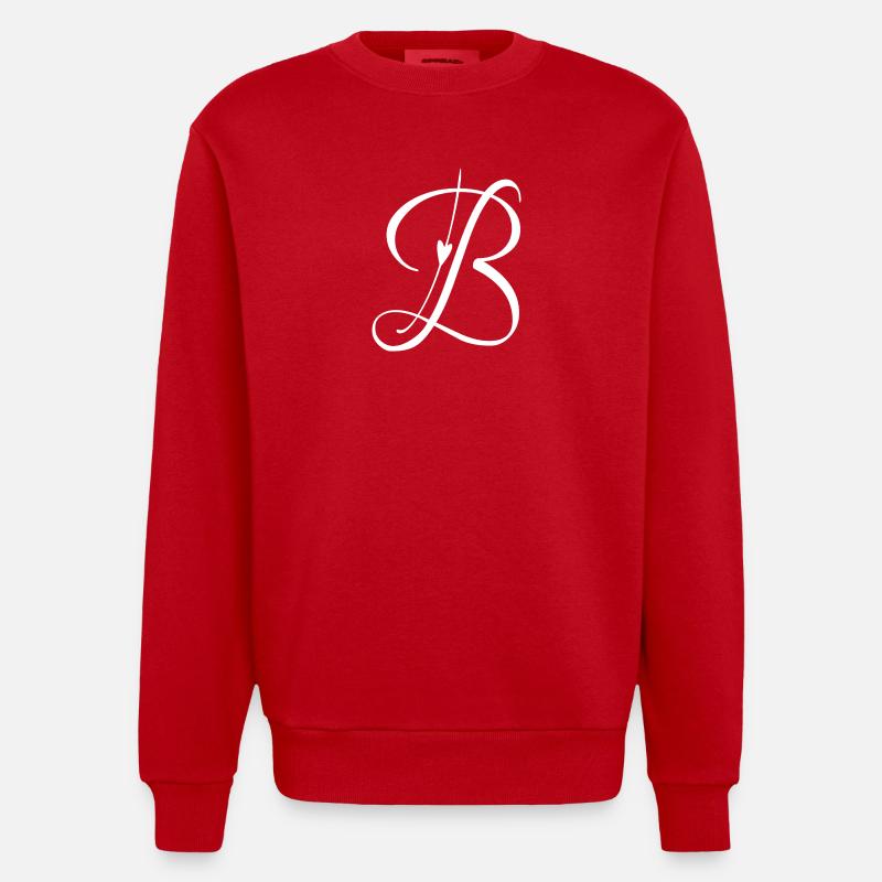 Buchstabe B Initiale Alphabet Monogramm Taschenstil - Heavyweight Oversized Organic Crew Neck Made in EU - Rot