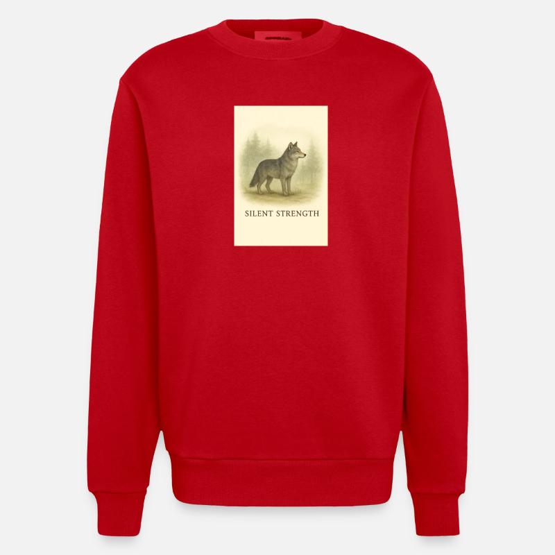 Silent Force Wolf - Heavyweight Oversized Organic Crew Neck Made in EU - red