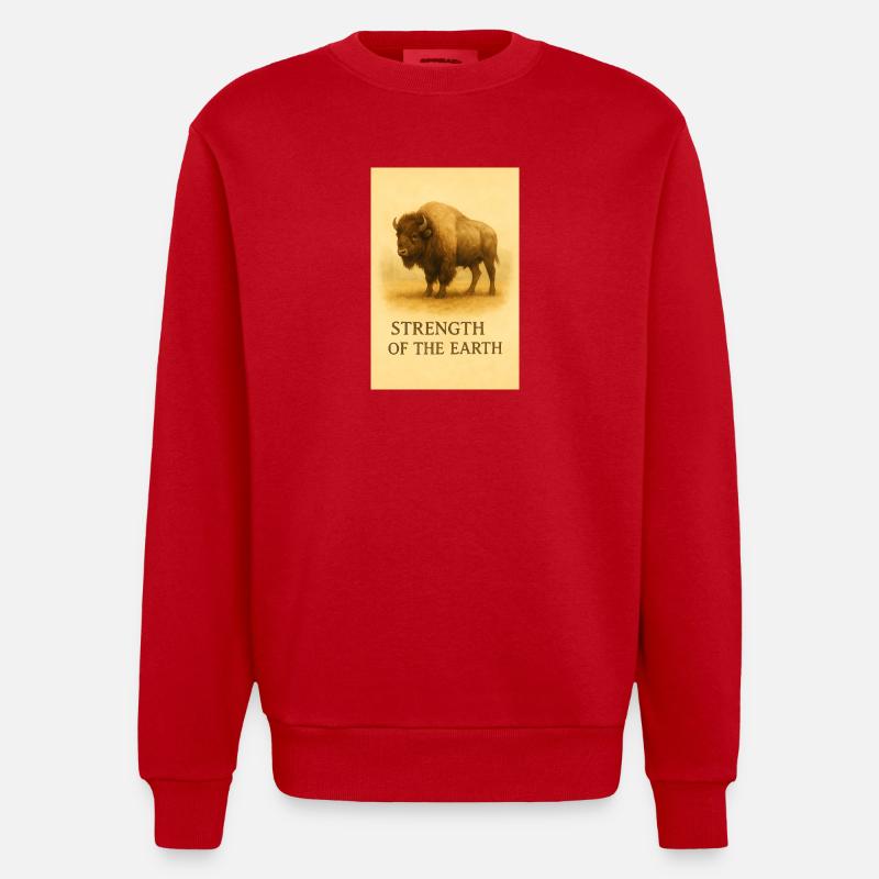 Die Stärke des Erdbisons - Heavyweight Oversized Organic Crew Neck Made in EU - Rot