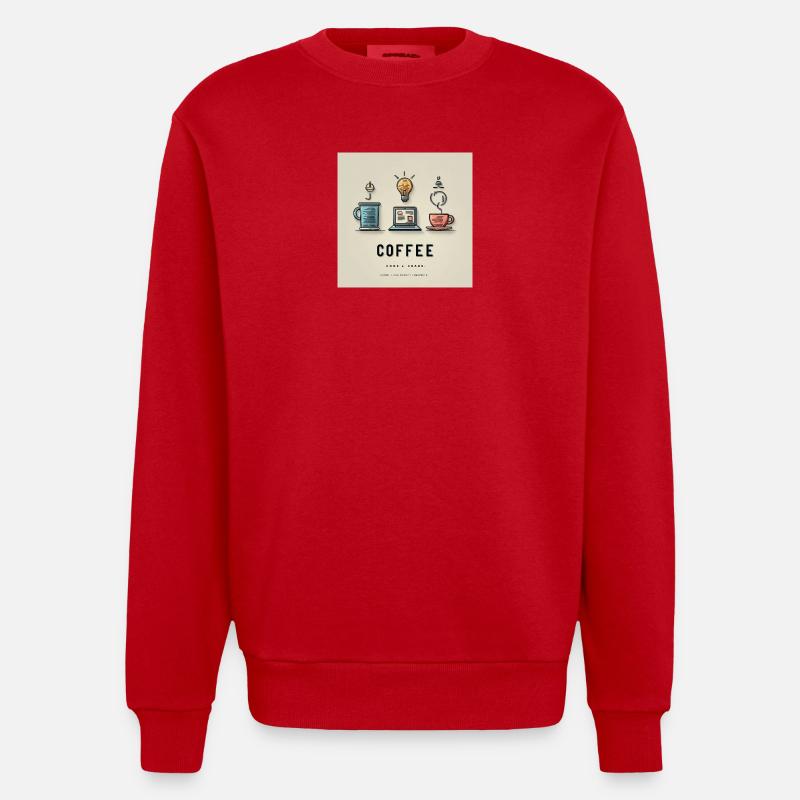 Kaffee Code Design - Heavyweight Oversized Organic Crew Neck Made in EU - Rot
