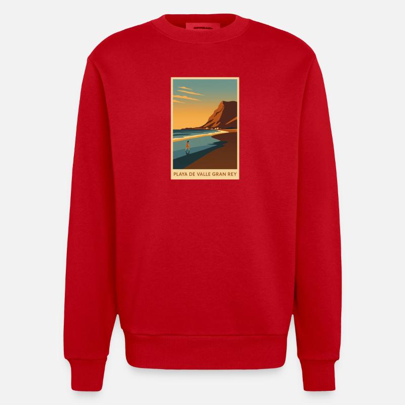 Valle Gran Rey auf La Gomera - Heavyweight Oversized Organic Crew Neck Made in EU - Rot
