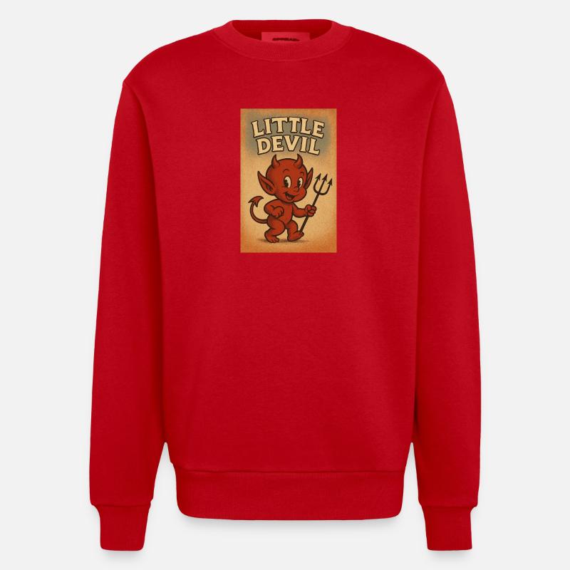 Little devil - Heavyweight Oversized Organic Crew Neck Made in EU - red