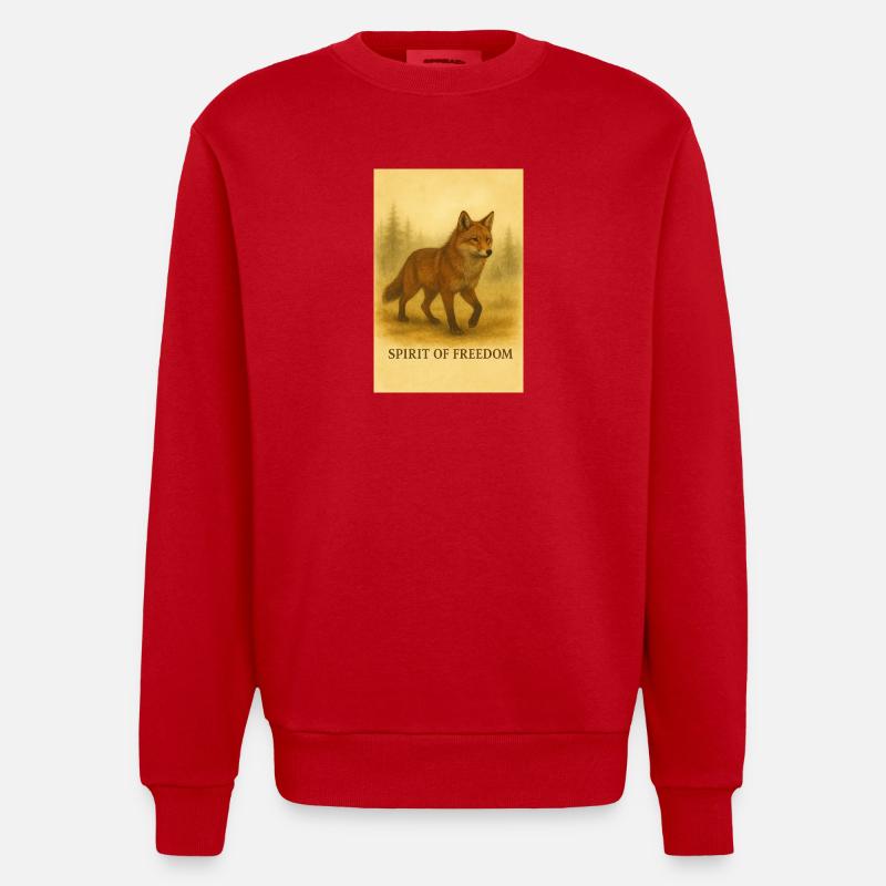 Freiheitsfuchs im Sepia-Stil - Heavyweight Oversized Organic Crew Neck Made in EU - Rot
