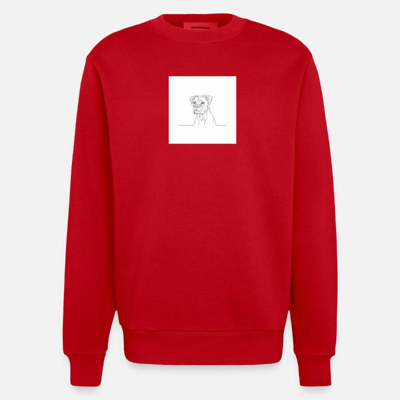 Boxer Hund - Heavyweight Oversized Organic Crew Neck Made in EU - Rot