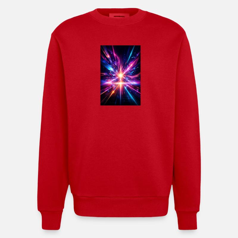 Explosion des Rayons Néon - Sweat bio épais oversize fabriqué en UE - rouge