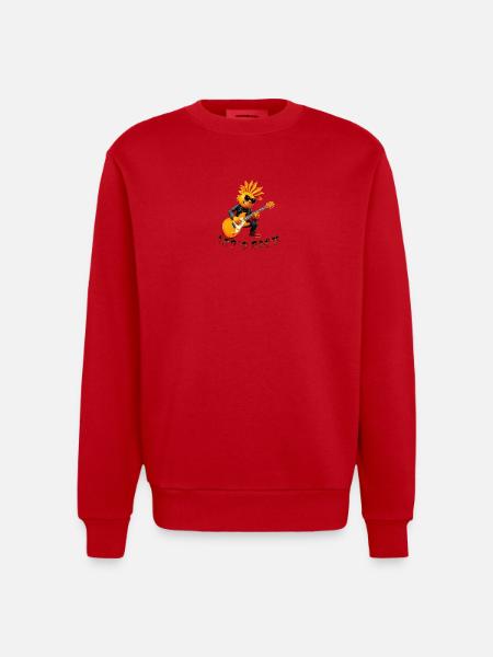 Sun Rocker with Guitar - Heavyweight Oversized Organic Crew Neck Made in EU - red
