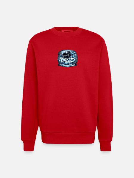 Pucked Up Graffiti Hockey - Heavyweight Oversized Organic Crew Neck Made in EU - red