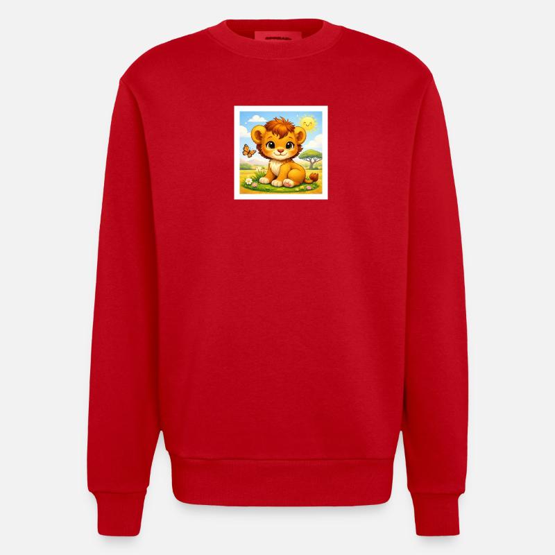 Sunny der kleine Löwe - Heavyweight Oversized Organic Crew Neck Made in EU - Rot