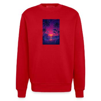 RockyZoo23 - Heavyweight Oversized Organic Crew Neck Made in EU - red - Front - AI Model Female 172 light (172cm) & AI Model Male 178 light (178cm)
