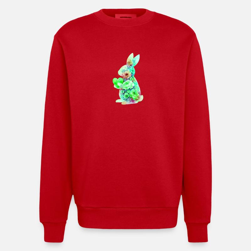 Cœur de lapin mignon - Sweat bio épais oversize fabriqué en UE - rouge