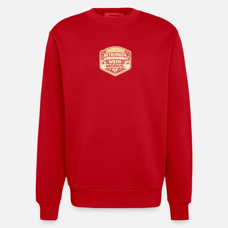 Weinmodus Badge - Heavyweight Oversized Organic Crew Neck Made in EU - Rot