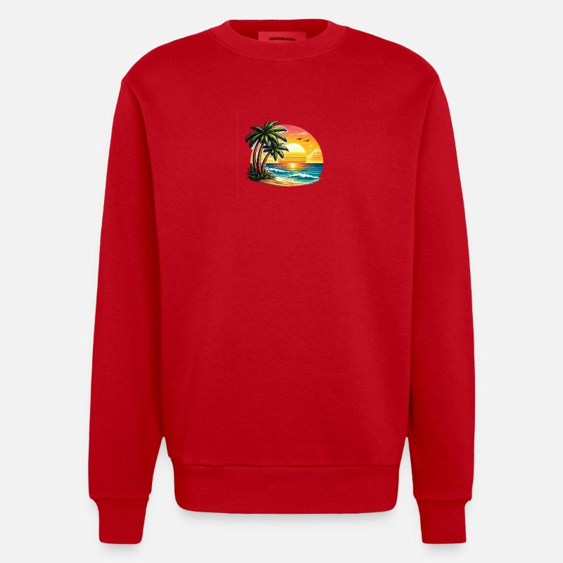 Coucher de soleil à Palm Beach - Sweat bio épais oversize fabriqué en UE - rouge