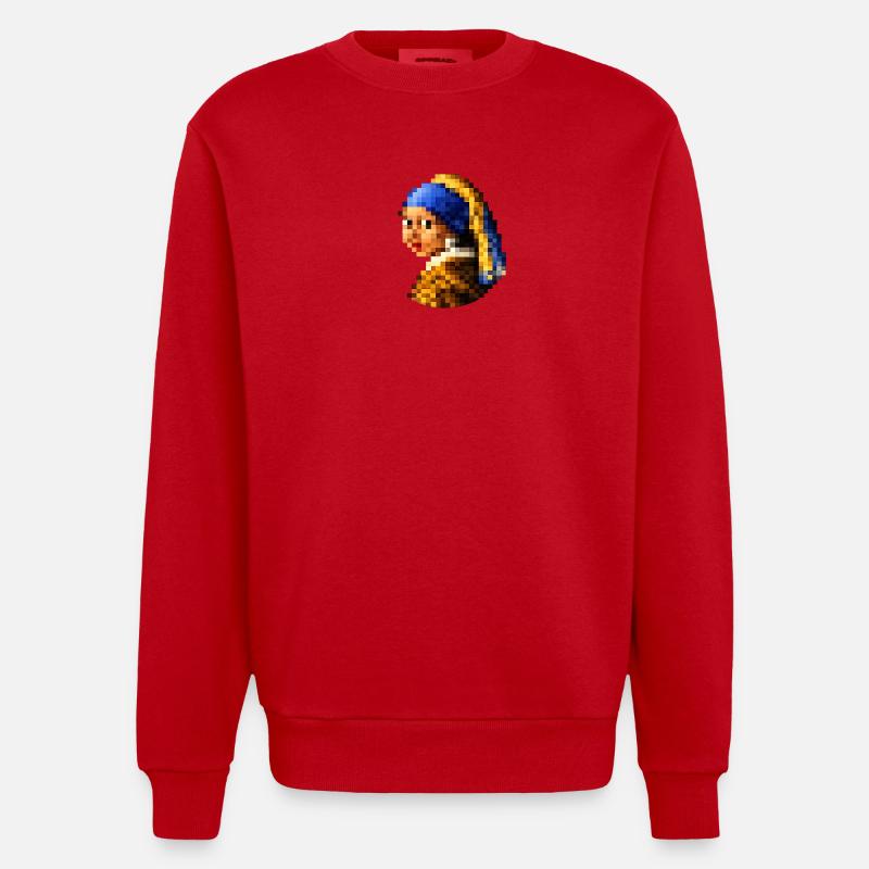 Das Mädchen mit dem pixeligen Perlenohrring - Heavyweight Oversized Organic Crew Neck Made in EU - Rot