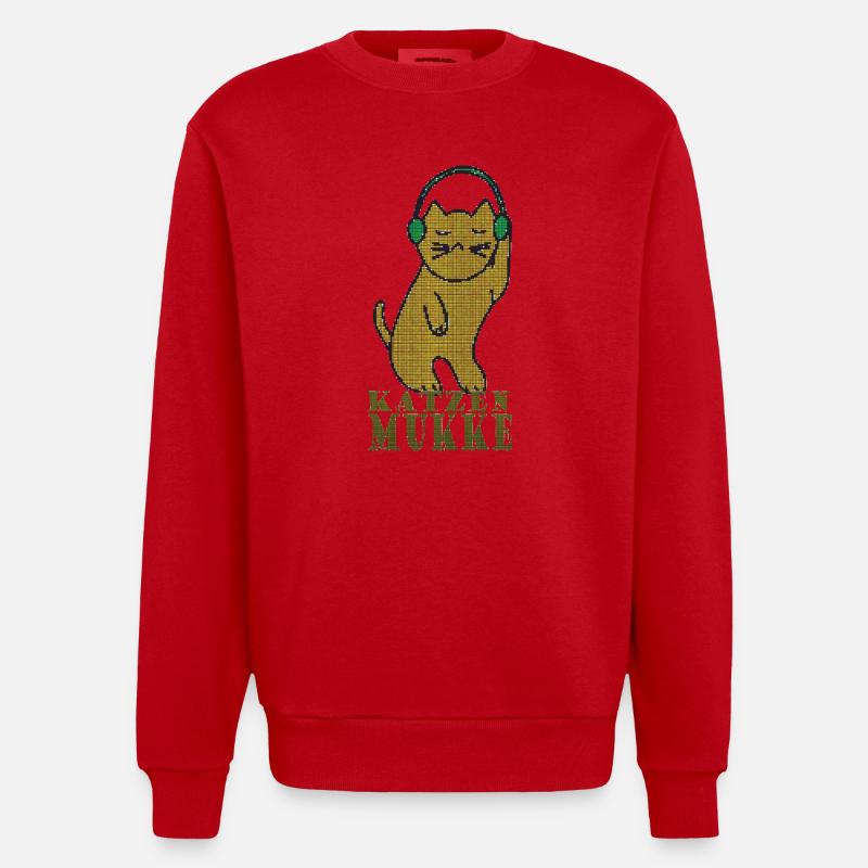 Katzen mukke - Heavyweight Oversized Organic Crew Neck Made in EU - Rot
