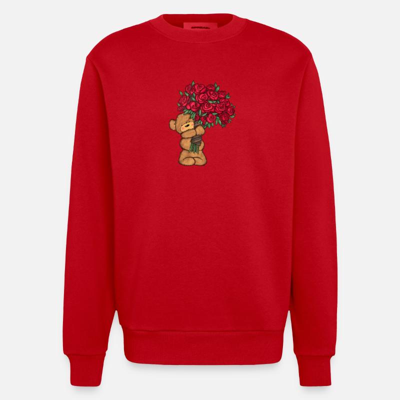 Baer_Blumen - Heavyweight Oversized Organic Crew Neck Made in EU - red