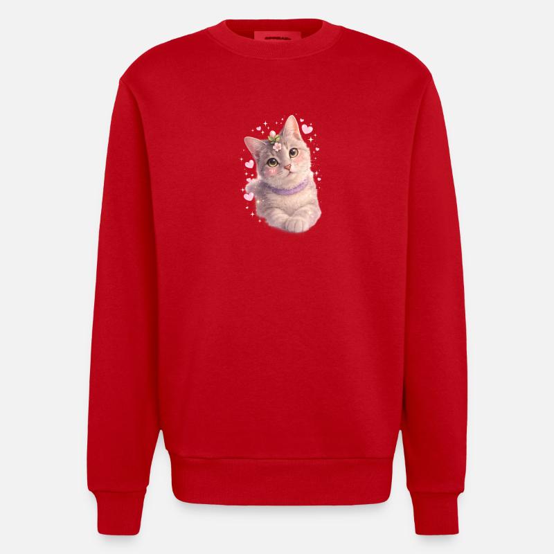 Blütiges Kätzchen - Heavyweight Oversized Organic Crew Neck Made in EU - Rot