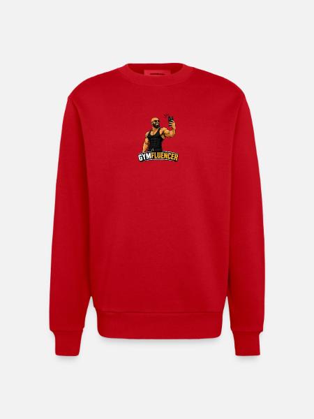 Gymfluencer – Selfie Beast – Beard Edition - Heavyweight Oversized Organic Crew Neck Made in EU - red