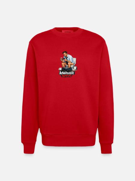 Arbeitszeit Betrug Satire - Heavyweight Oversized Organic Crew Neck Made in EU - Rot