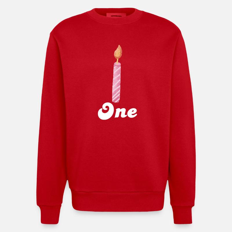 1e anniversaire bougie - Sweat bio épais oversize fabriqué en UE - rouge