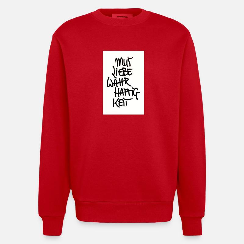 MUT, LIEBE, WAHRHAFTIGKEIT - Heavyweight Oversized Organic Crew Neck Made in EU - Rot