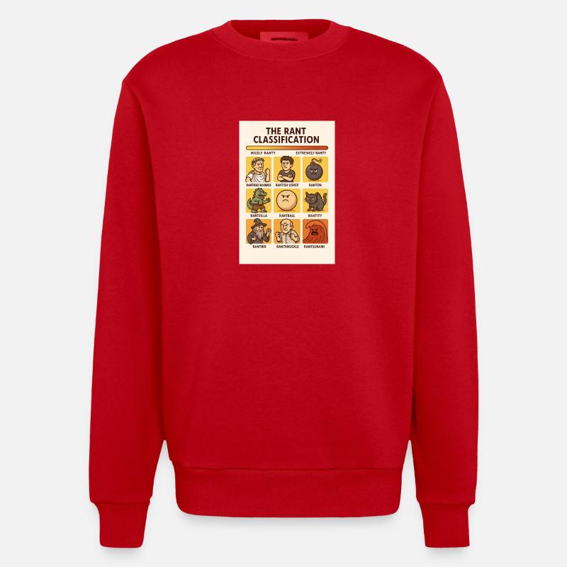 Rant Classification (English) - Heavyweight Oversized Organic Crew Neck Made in EU - red