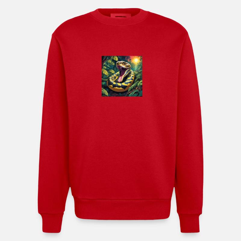 Python Schlange - Heavyweight Oversized Organic Crew Neck Made in EU - Rot