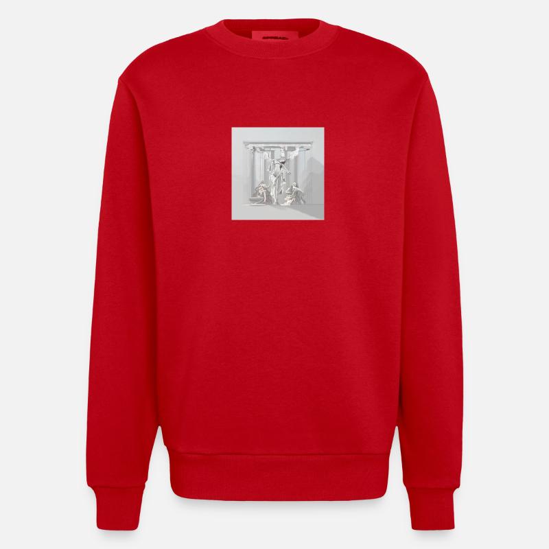 Minimalism x Mythology - Heavyweight Oversized Organic Crew Neck Made in EU - red