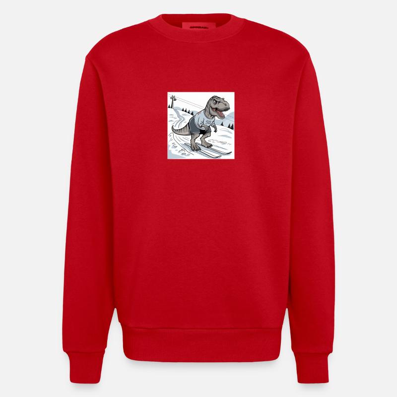 Ski-Rex, T-Rex - Heavyweight Oversized Organic Crew Neck Made in EU - Rot