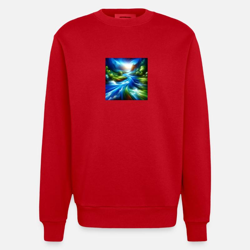 Rivière qui coule - Sweat bio épais oversize fabriqué en UE - rouge
