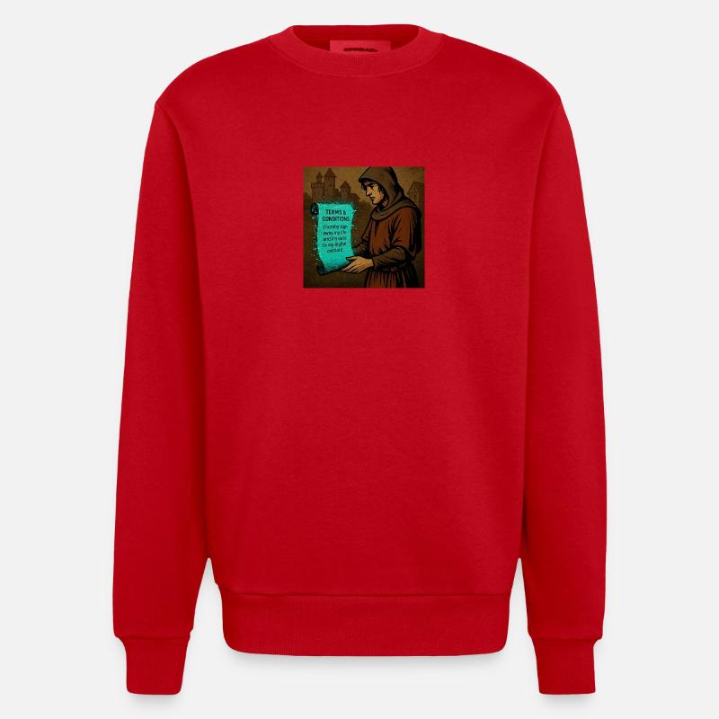 Méfiez-vous des petits caractères. - Sweat bio épais oversize fabriqué en UE - rouge