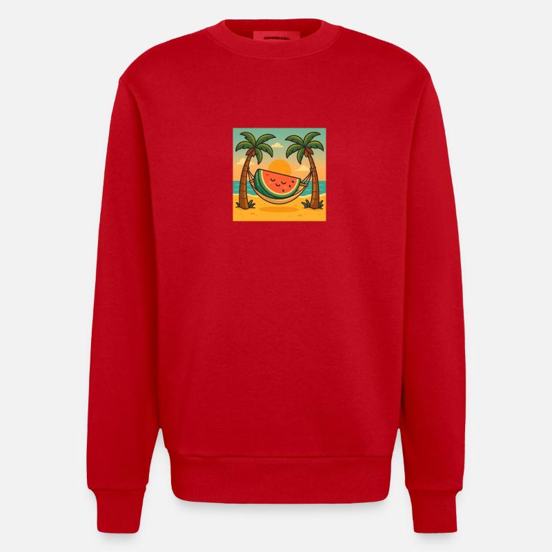 Pastèque Relax – Hammac & Soleil - Sweat bio épais oversize fabriqué en UE - rouge