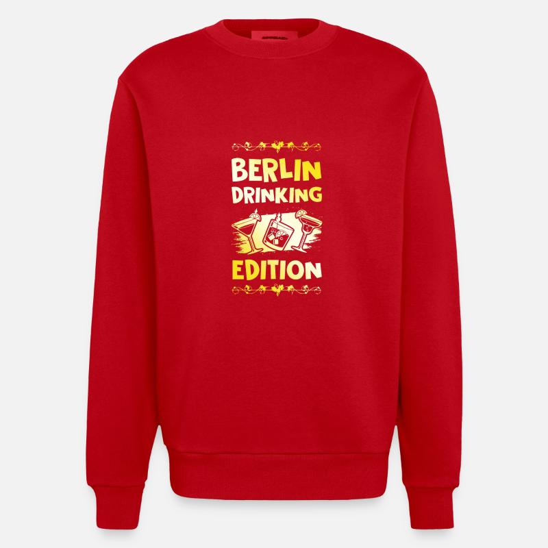 Berlin Drinking Saying - Sweat bio épais oversize fabriqué en UE - rouge