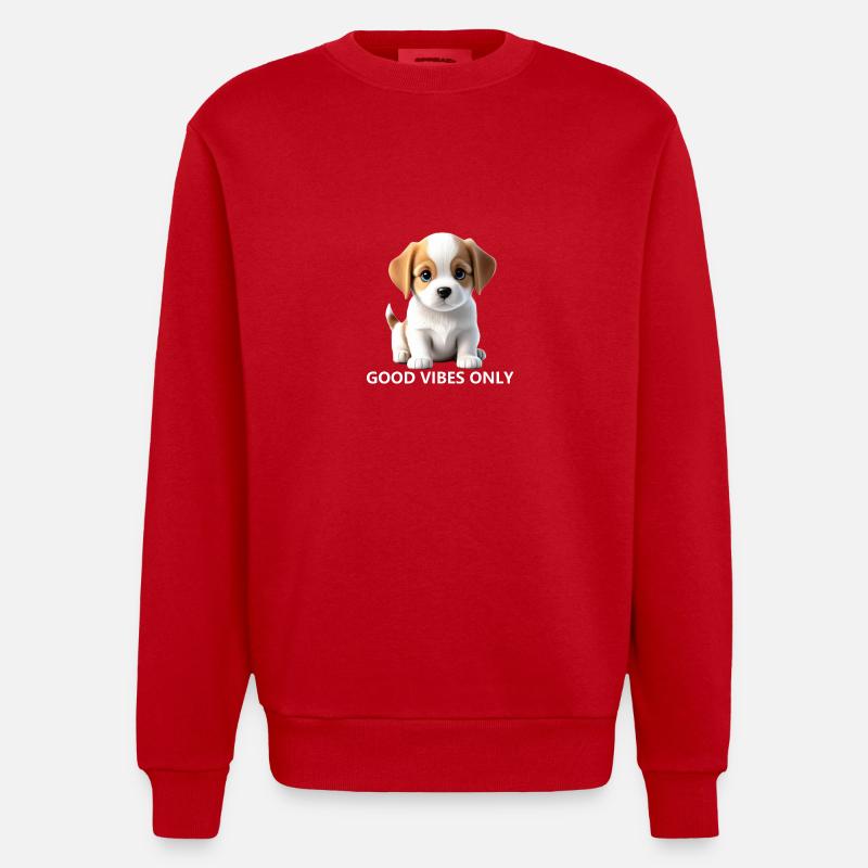 Chiot Chien - Mèmes - Sweat bio épais oversize fabriqué en UE - rouge