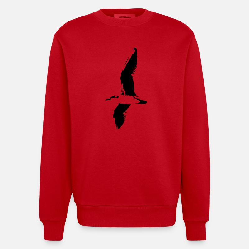 Möwe, Silhouette -T-Shirt - Heavyweight Oversized Organic Crew Neck Made in EU - Rot